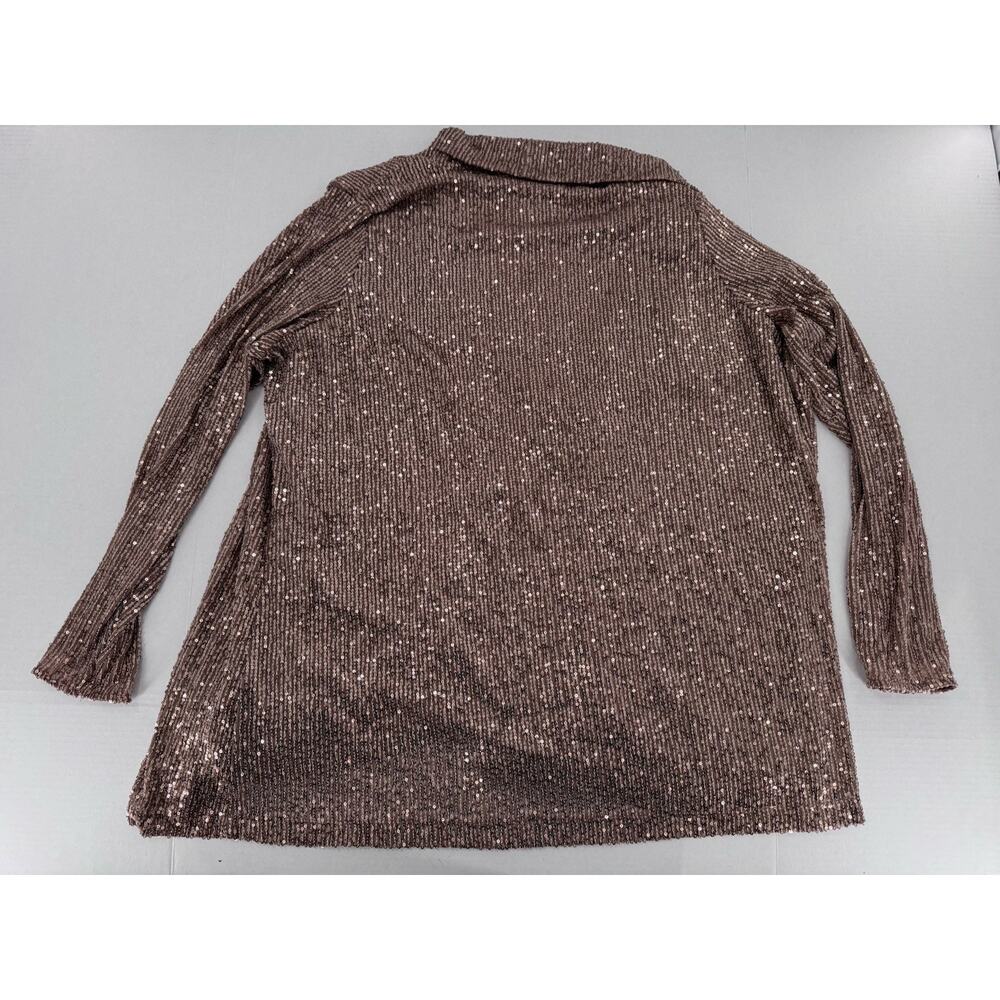 Belle By Kim Gravel Sequin Cardigan Sz XL Duster Party Festive Glam Beige Artsy - Picture 13 of 14